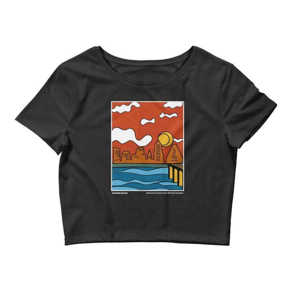 City Shirt Co Austin Moments of Summer Crop T-Shirt Black / XS/SM