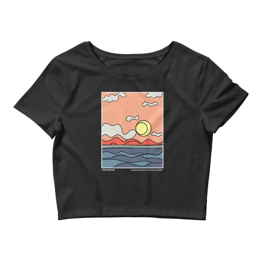 City Shirt Co LA Moments of Summer Crop T-Shirt Black / XS/SM