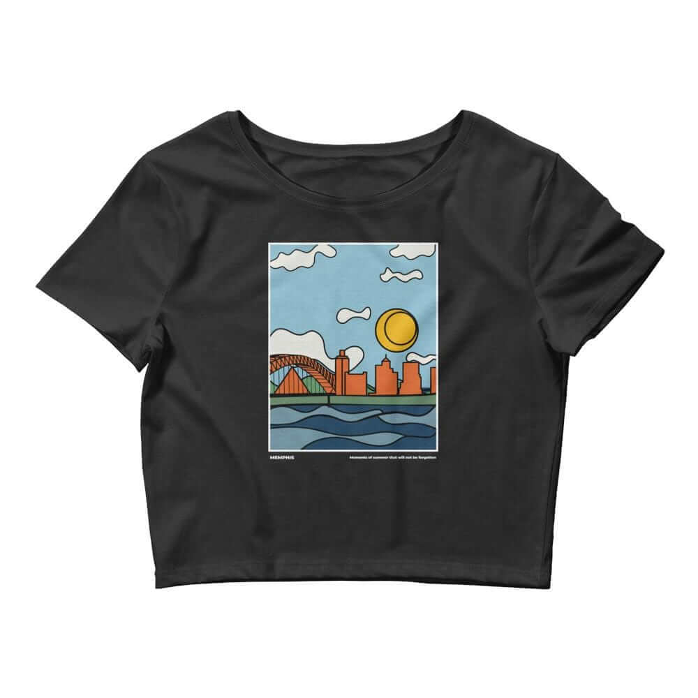 City Shirt Co Memphis Moments of Summer Crop T-Shirt Black / XS/SM