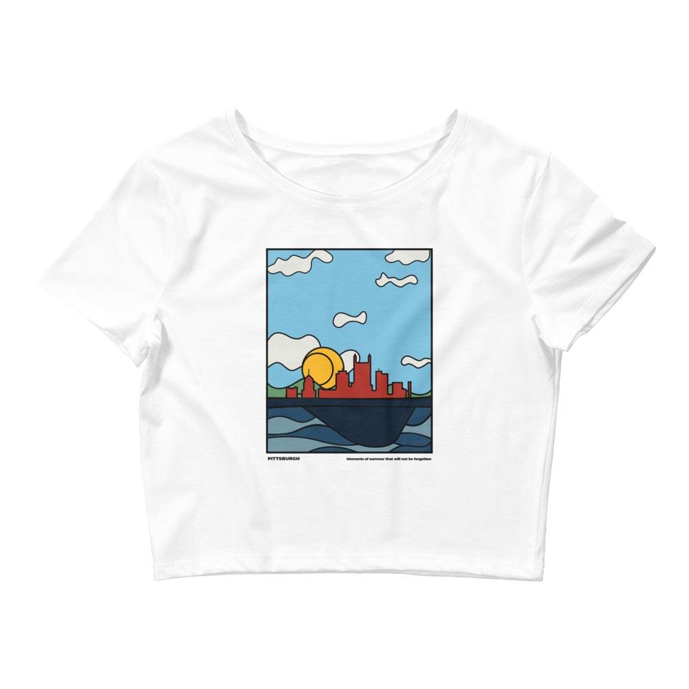 City Shirt Co Pittsburgh Moments of Summer Crop T-Shirt White / XS/SM