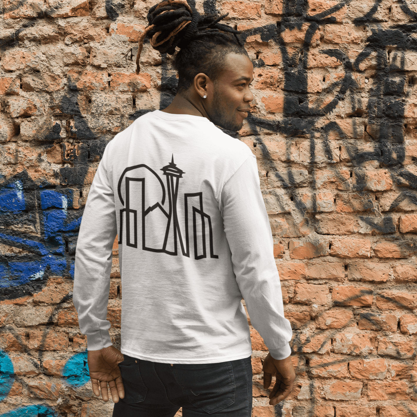 City Shirt Co Seattle Urban Dweller Back Print Long Sleeve T-Shirt