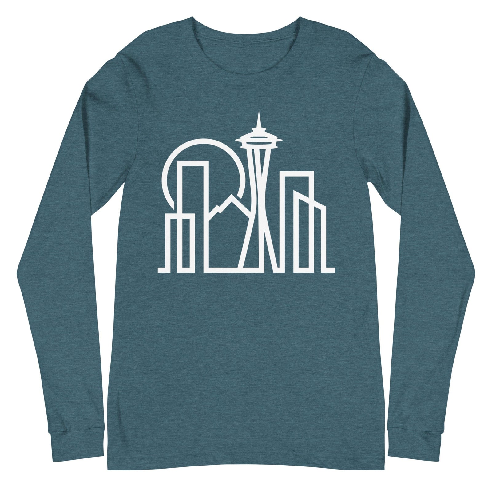 City Shirt Co Seattle Urban Dweller Long Sleeve T-Shirt Heather Deep Teal / XS
