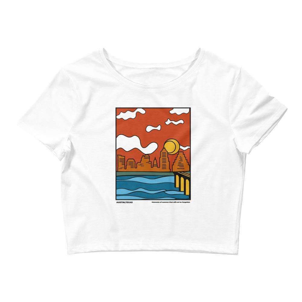 City Shirt Co Austin Moments of Summer Crop T-Shirt White / XS/SM
