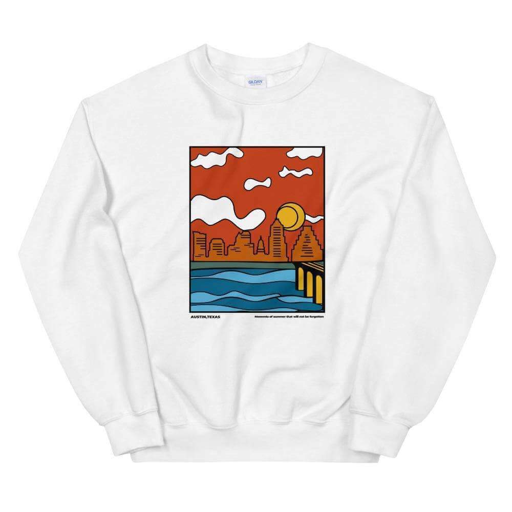 City Shirt Co Austin Moments of Summer Sweatshirt White / S
