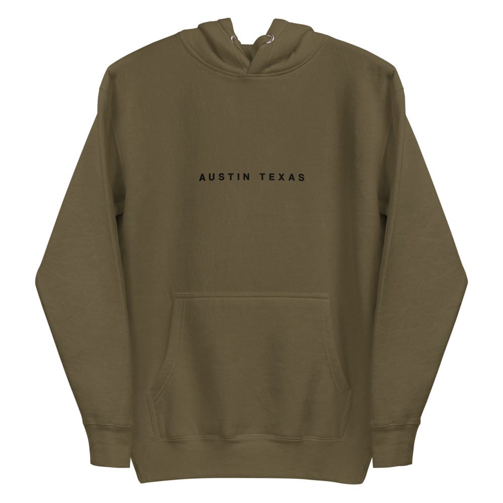 City Shirt Co Austin Texas Hoodie Military Green / S