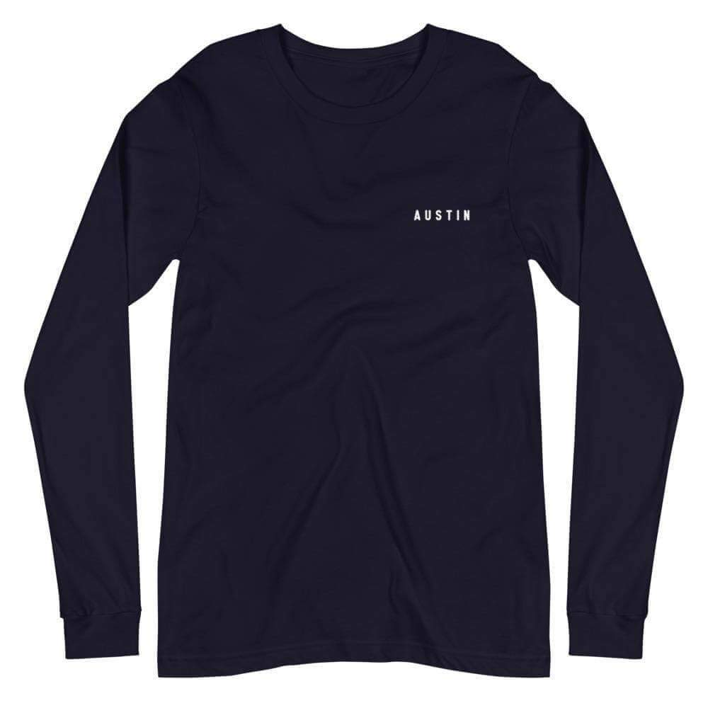City Shirt Co Austin Urban Dweller Back Print Long Sleeve T-Shirt Navy / XS Austin Urban Dweller Back Print Long Sleeve T-Shirt | City Shirt Co