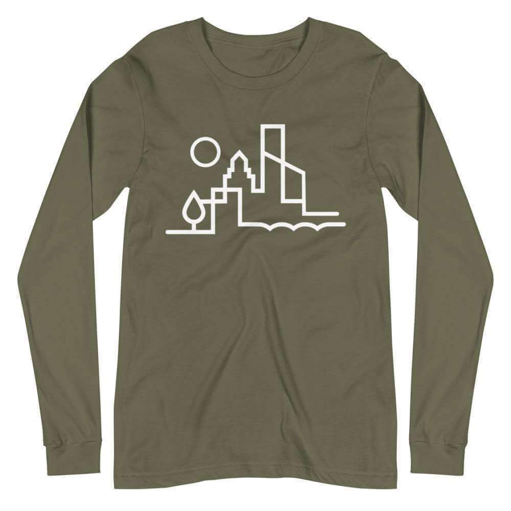 City Shirt Co Austin Urban Dweller Long Sleeve T-Shirt Military Green / XS Austin Urban Dweller Long Sleeve T-Shirt | City Shirt Co