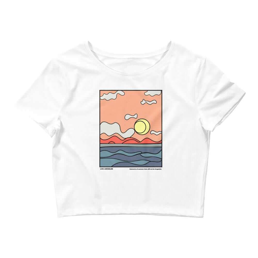 City Shirt Co LA Moments of Summer Crop T-Shirt White / XS/SM