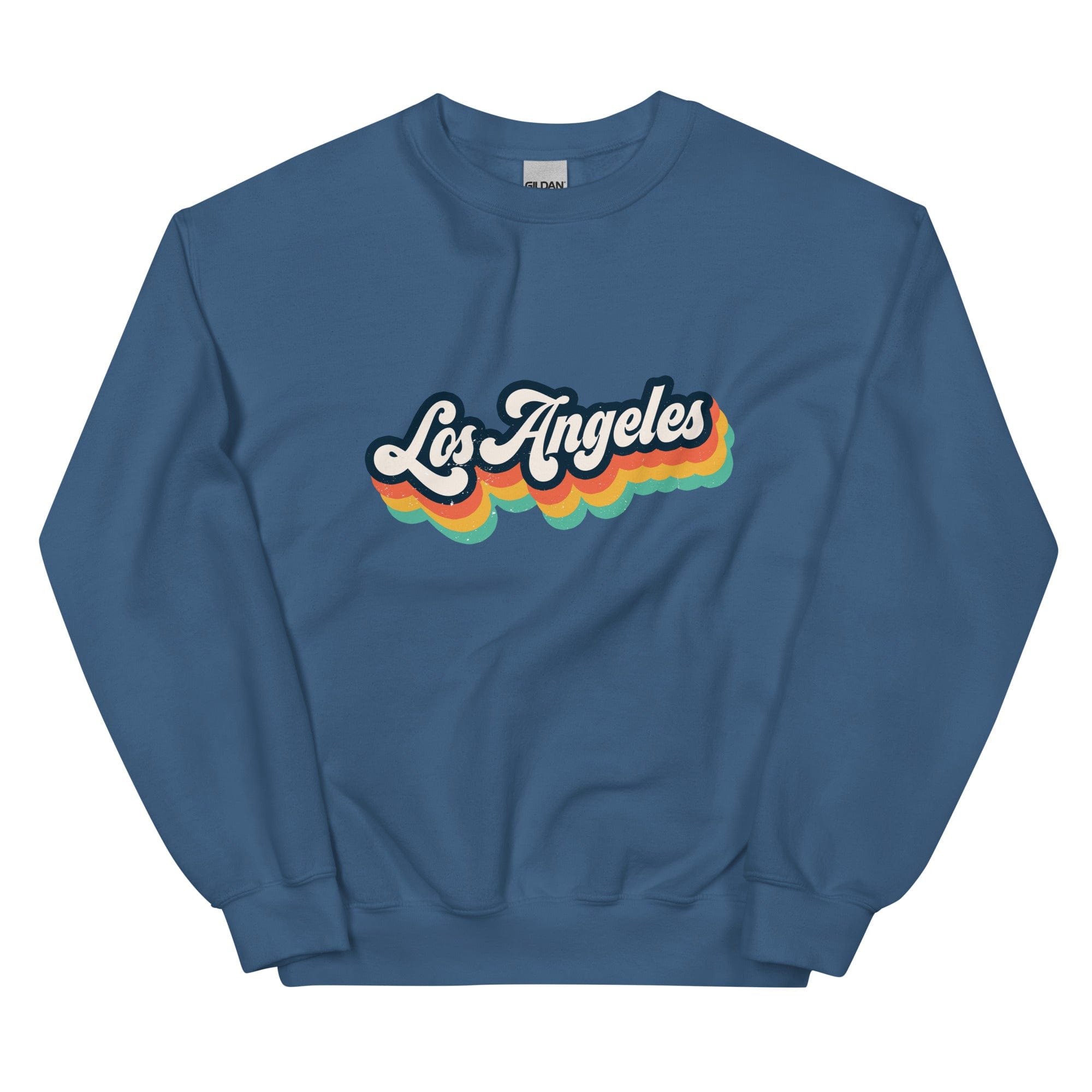 City Shirt Co Los Angeles Retro Crewneck Sweatshirt Indigo Blue / S