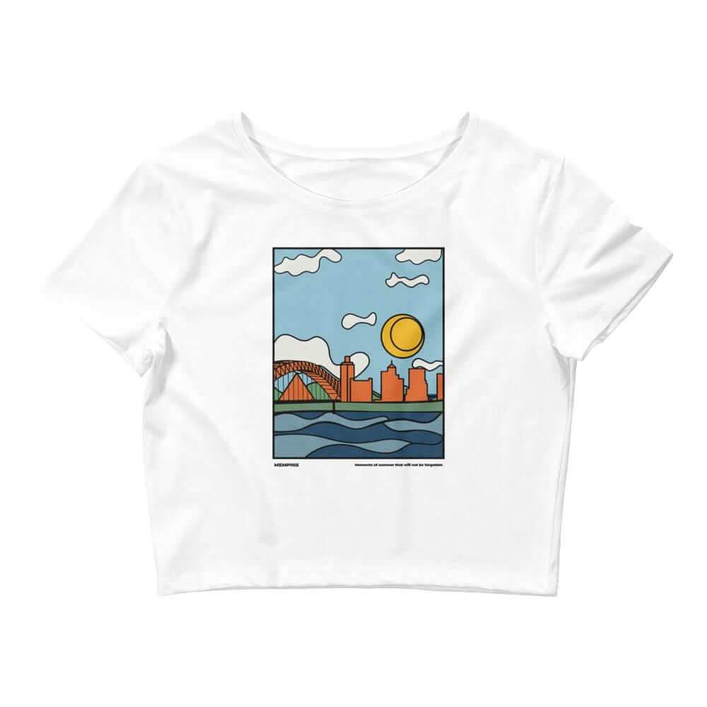 City Shirt Co Memphis Moments of Summer Crop T-Shirt White / XS/SM