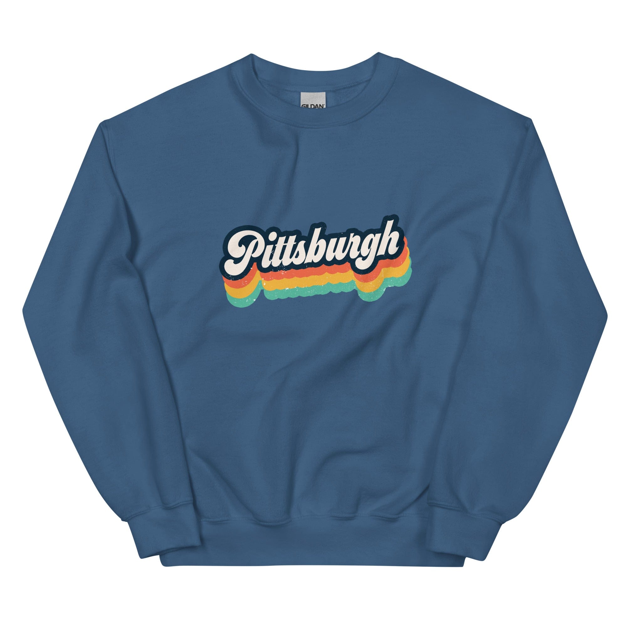 City Shirt Co Pittsburgh Retro Crewneck Sweatshirt Indigo Blue / S
