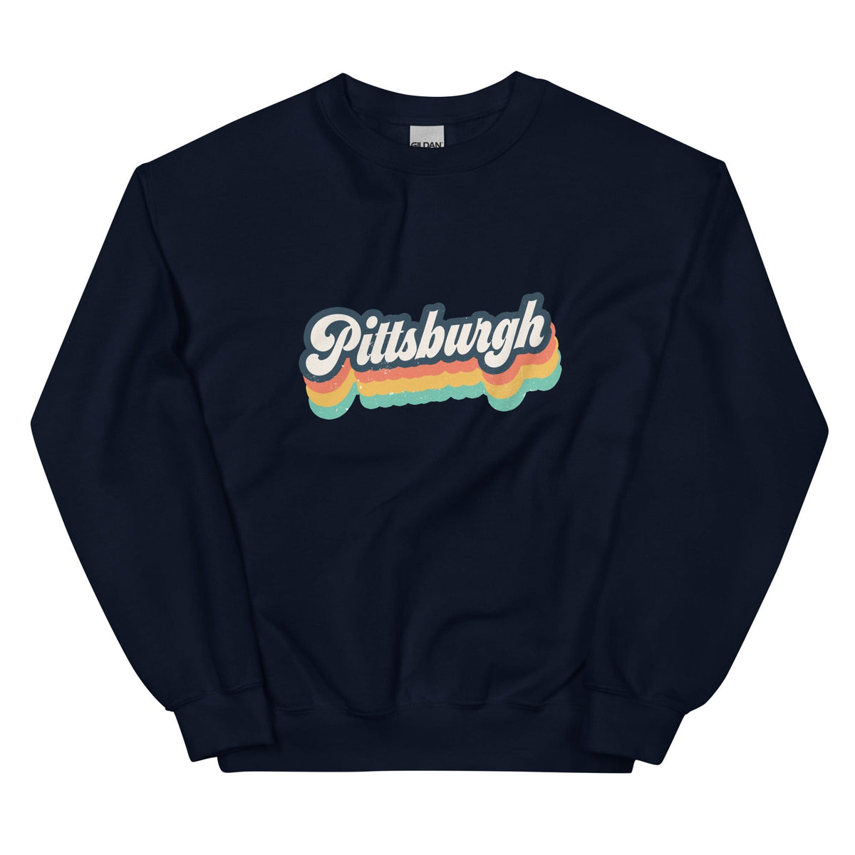 City Shirt Co Pittsburgh Retro Crewneck Sweatshirt Navy / S