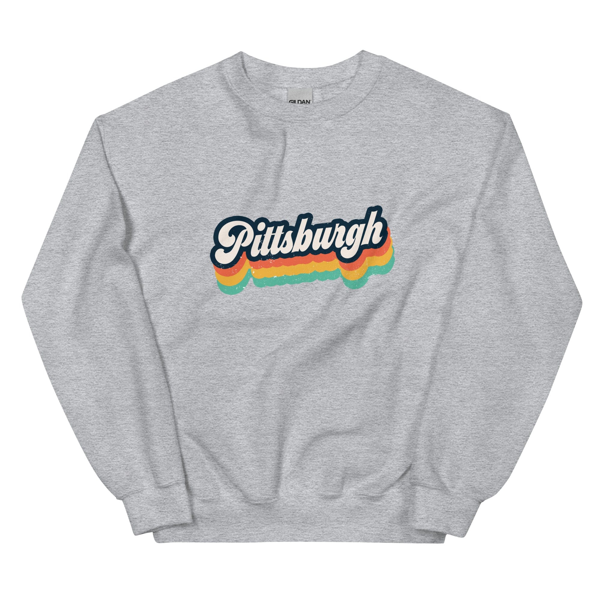 City Shirt Co Pittsburgh Retro Crewneck Sweatshirt Sport Grey / S
