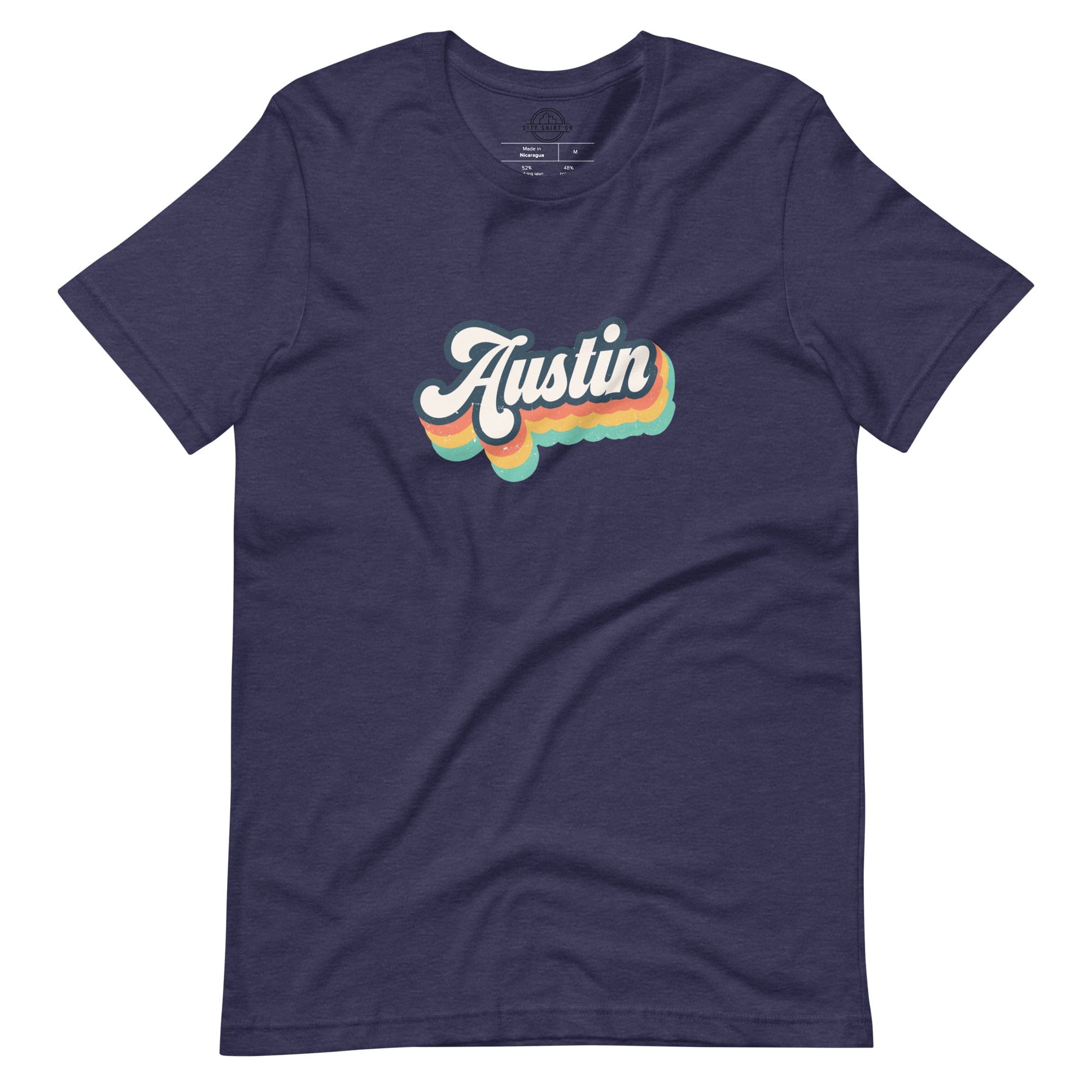 City Shirt Co Retro Austin T-Shirt Heather Midnight Navy / XS