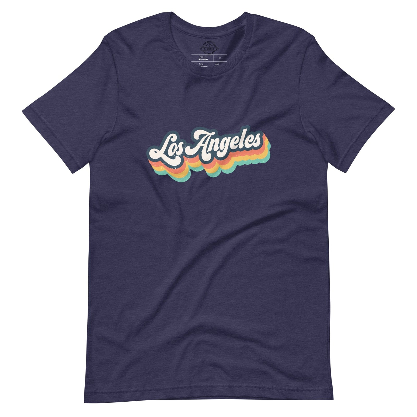 City Shirt Co Retro Los Angeles T-Shirt Heather Midnight Navy / XS