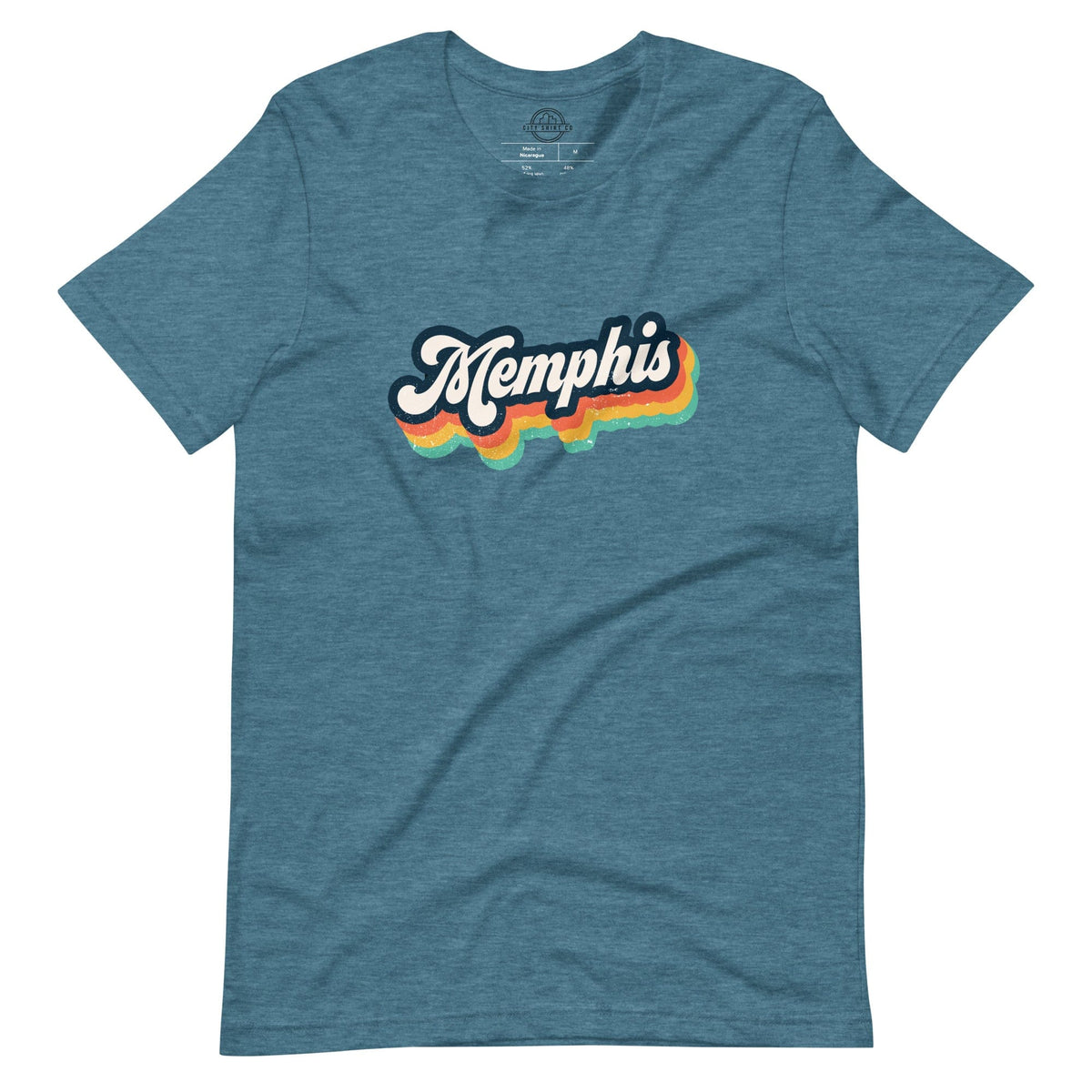 City Shirt Co Retro Memphis T-Shirt Heather Deep Teal / S