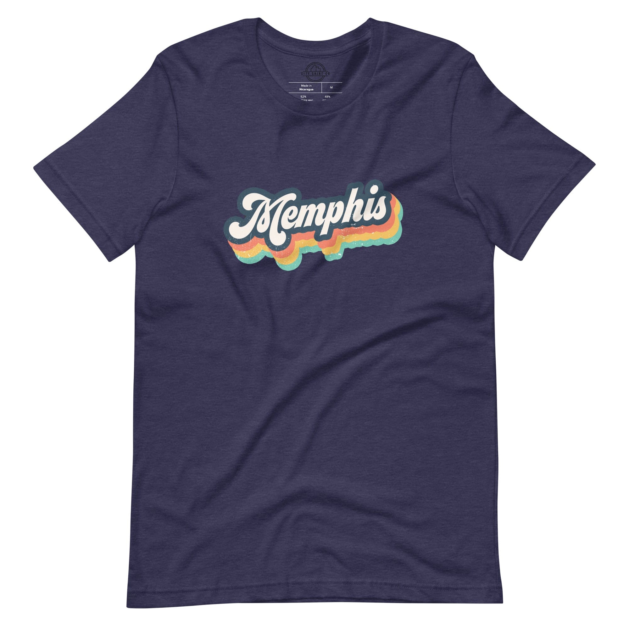 City Shirt Co Retro Memphis T-Shirt Heather Midnight Navy / XS