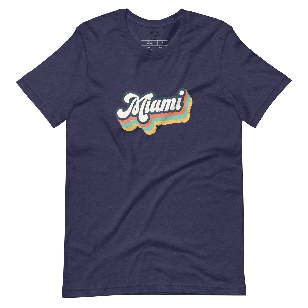 City Shirt Co Retro Miami T-Shirt Heather Midnight Navy / XS