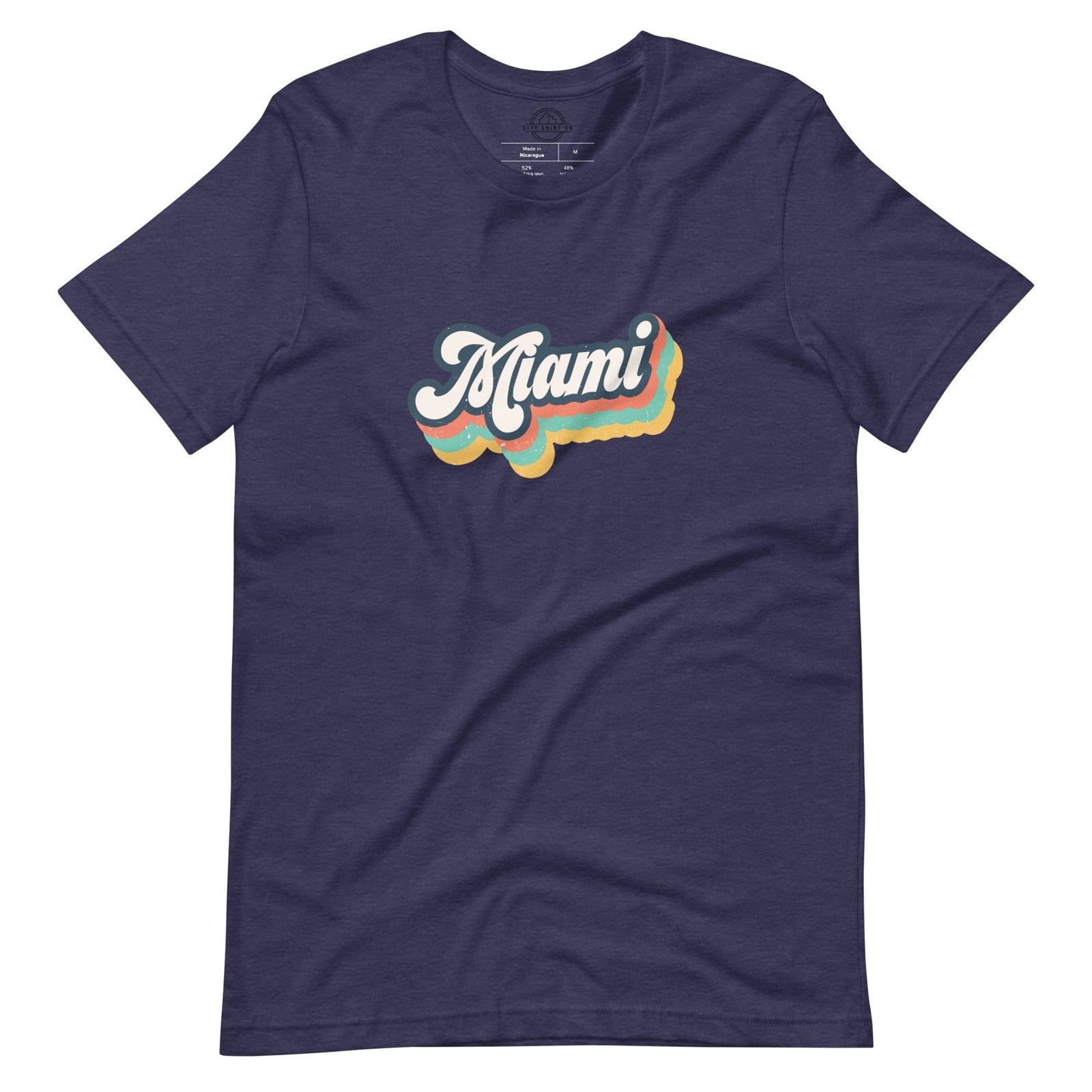 City Shirt Co Retro Miami T-Shirt Heather Midnight Navy / XS