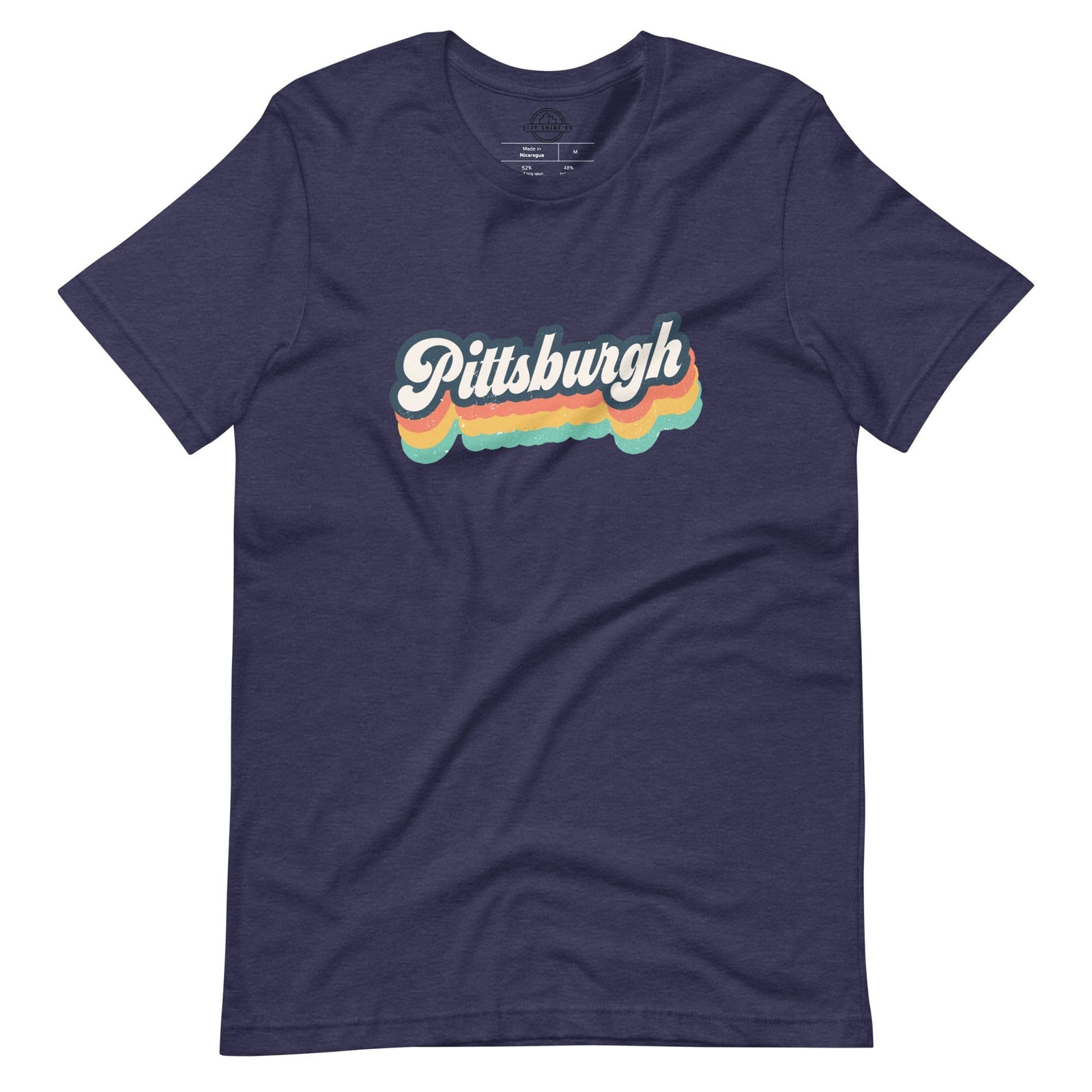 City Shirt Co Retro Pittsburgh T-Shirt Heather Midnight Navy / XS
