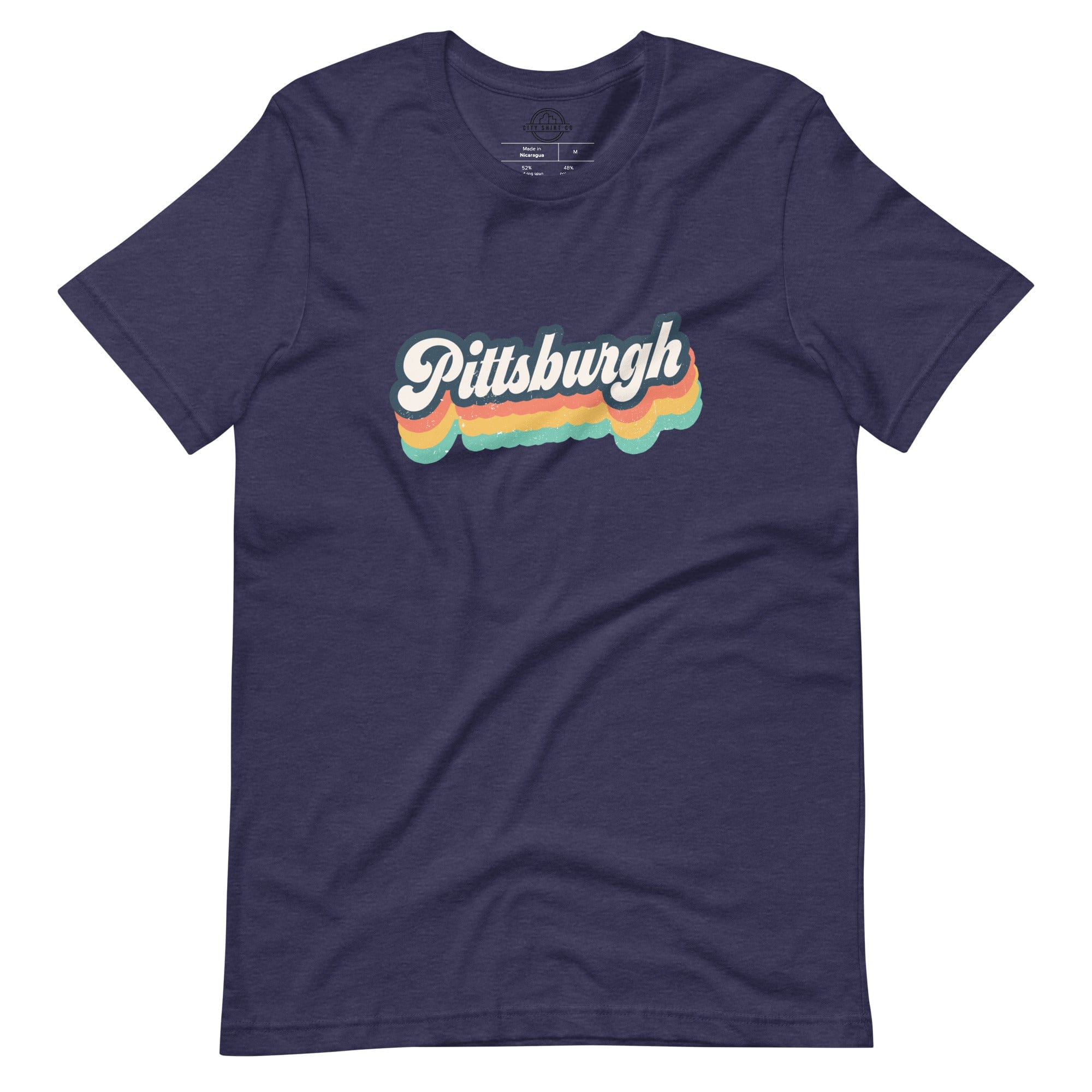 City Shirt Co Retro Pittsburgh T-Shirt Heather Midnight Navy / XS