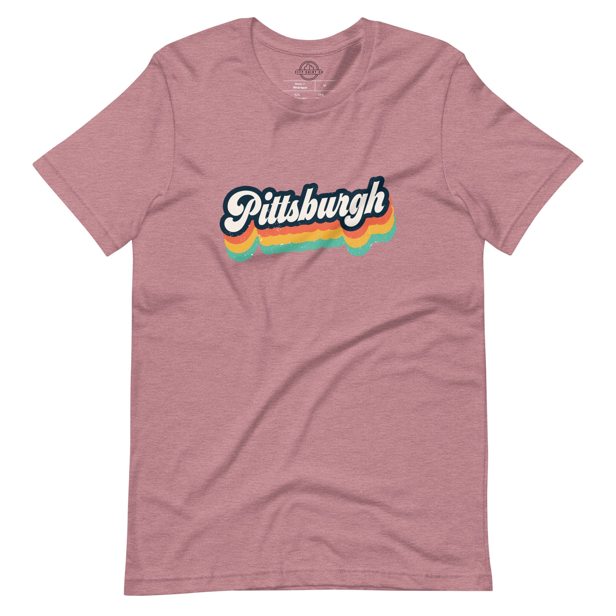 City Shirt Co Retro Pittsburgh T-Shirt Heather Orchid / S