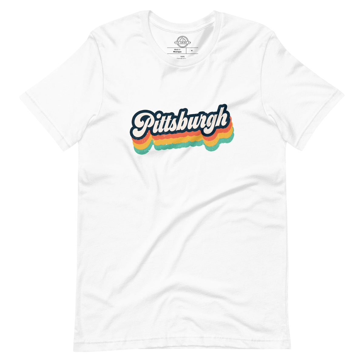 City Shirt Co Retro Pittsburgh T-Shirt White / XS