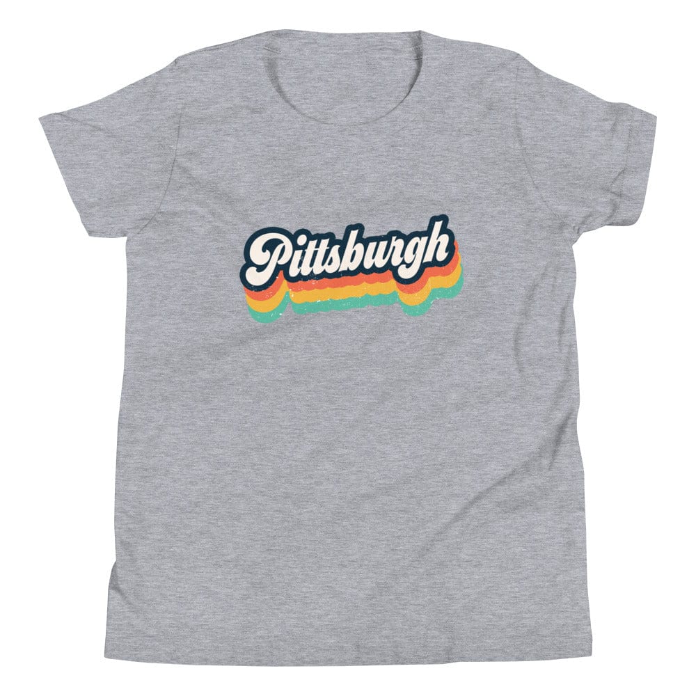 City Shirt Co Retro Pittsburgh Youth T-Shirt Athletic Heather / S