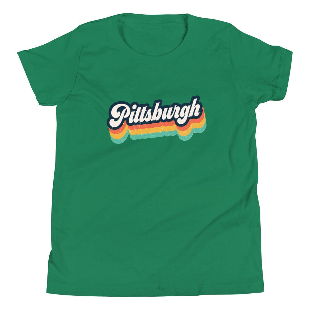 City Shirt Co Retro Pittsburgh Youth T-Shirt Kelly / S