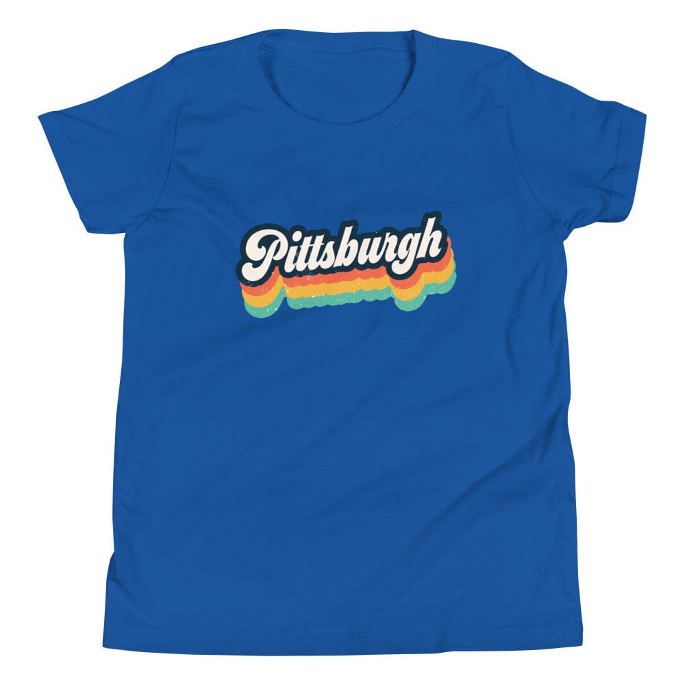 City Shirt Co Retro Pittsburgh Youth T-Shirt True Royal / S