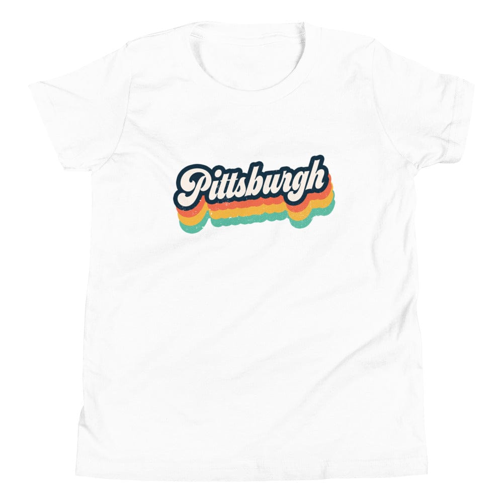 City Shirt Co Retro Pittsburgh Youth T-Shirt White / S