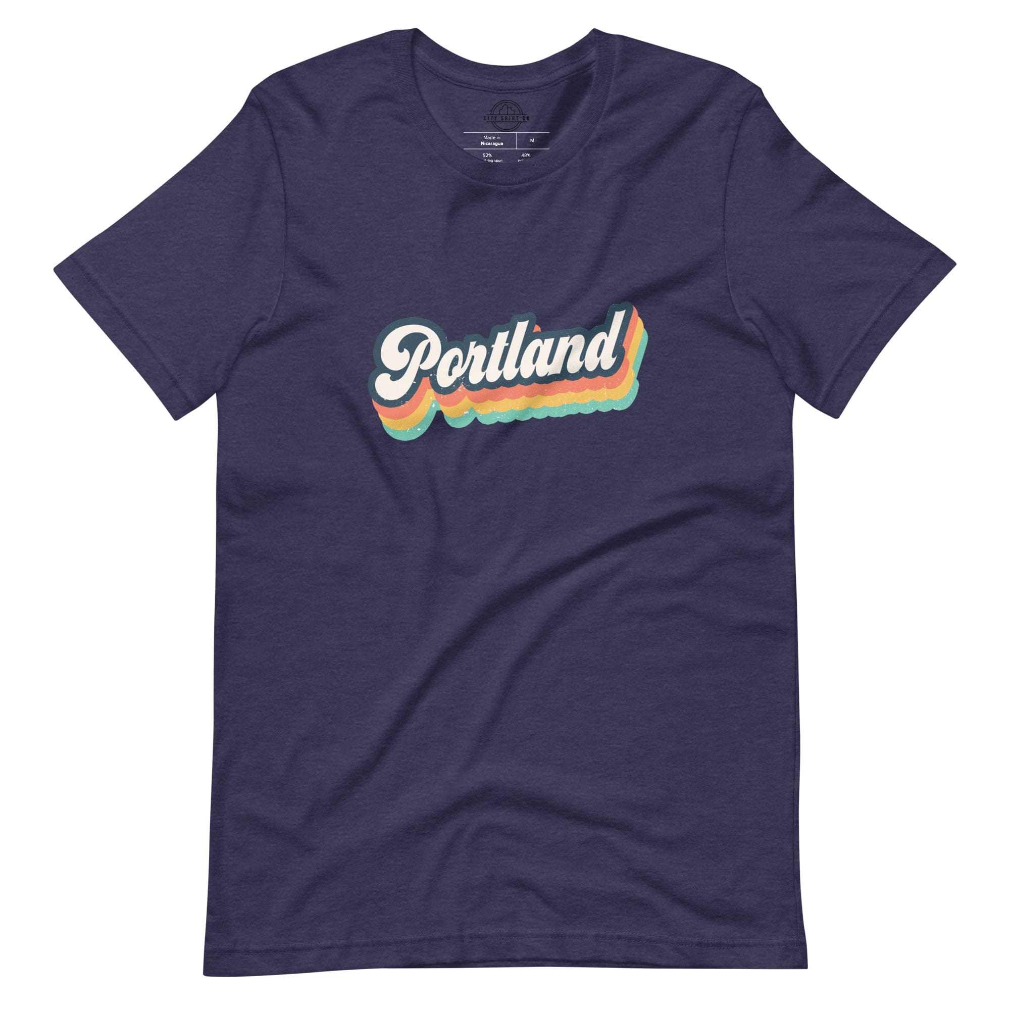 City Shirt Co Retro Portland T-Shirt Heather Midnight Navy / XS