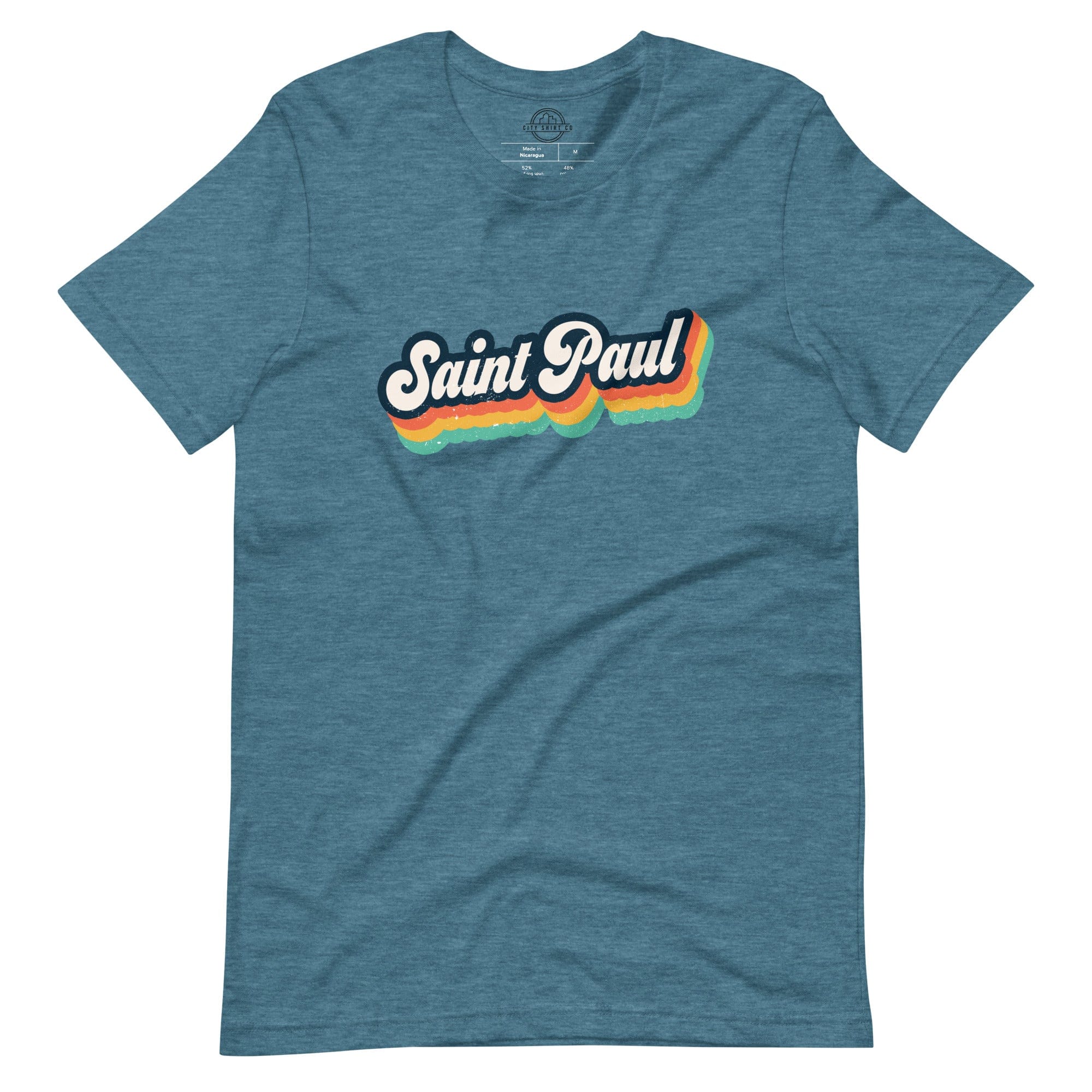 City Shirt Co Retro Saint Paul T-Shirt Heather Deep Teal / S