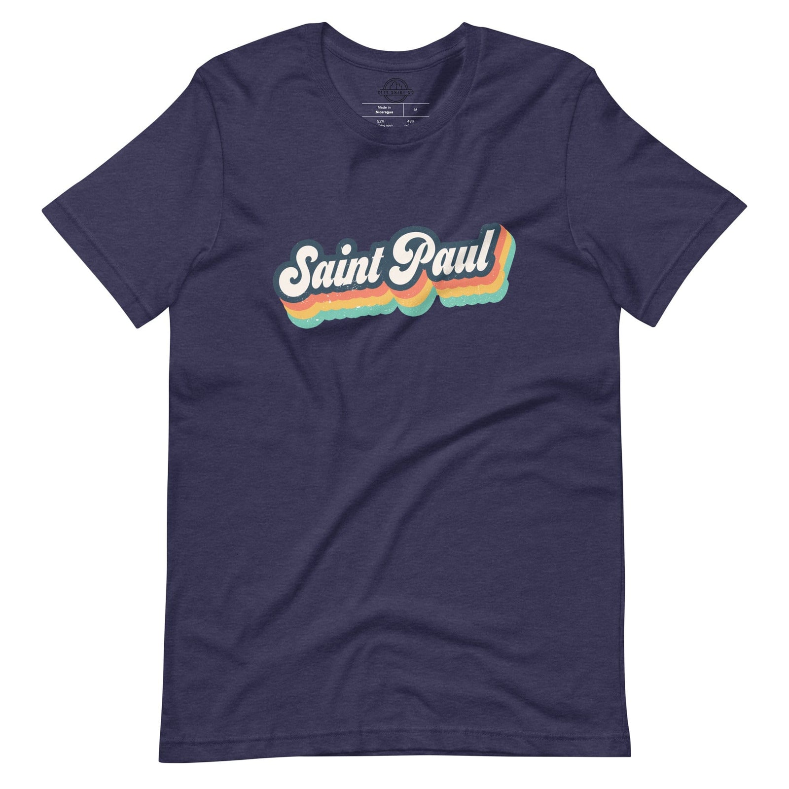 City Shirt Co Retro Saint Paul T-Shirt Heather Midnight Navy / XS