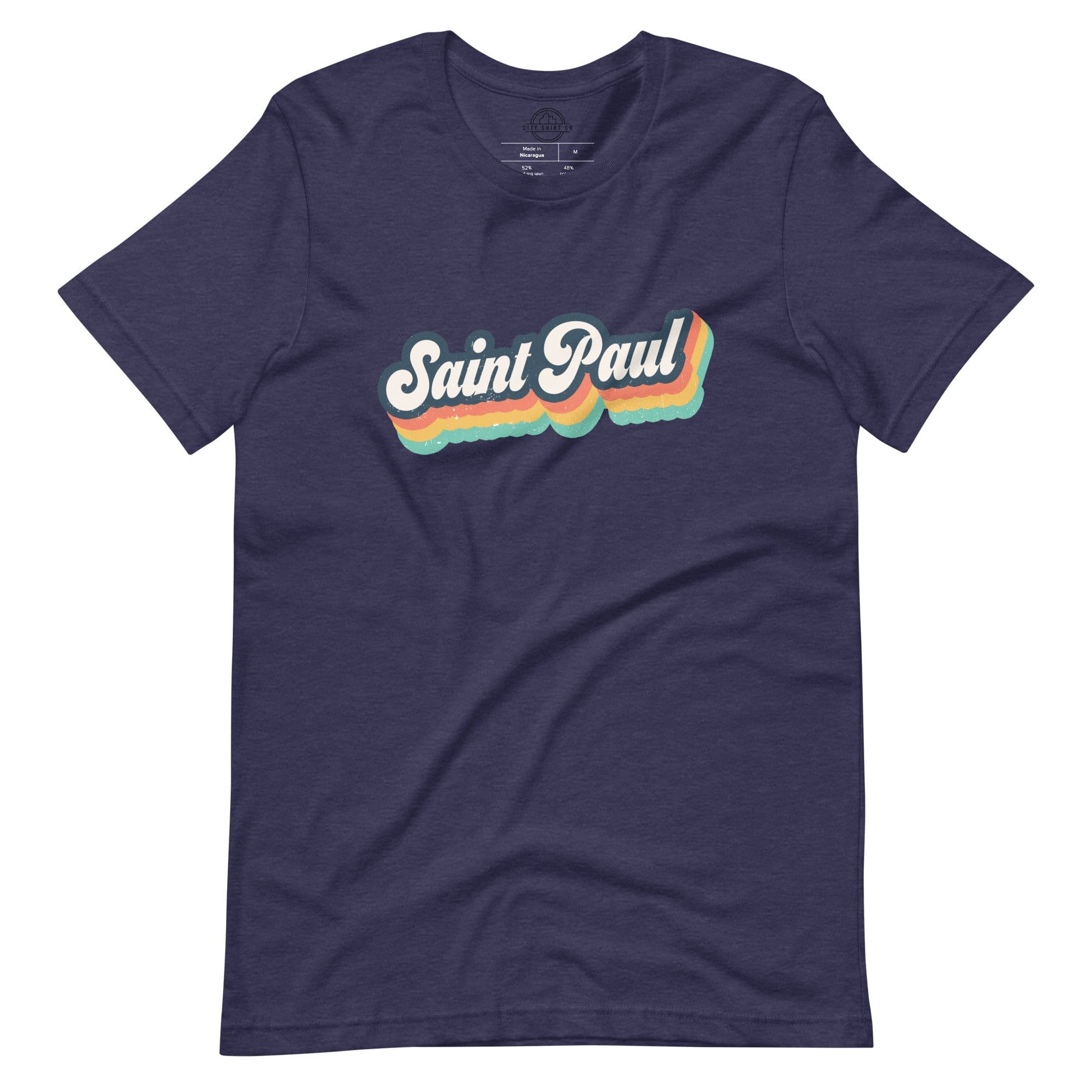 City Shirt Co Retro Saint Paul T-Shirt Heather Midnight Navy / XS