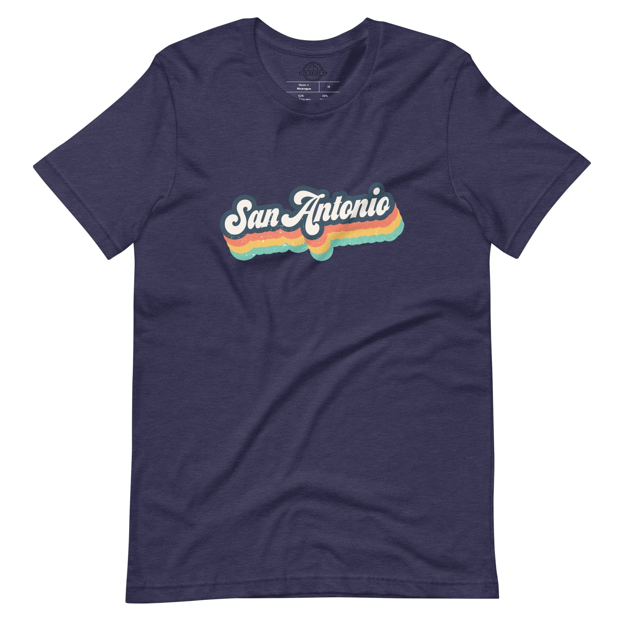 City Shirt Co Retro San Antonio T-Shirt Heather Midnight Navy / XS