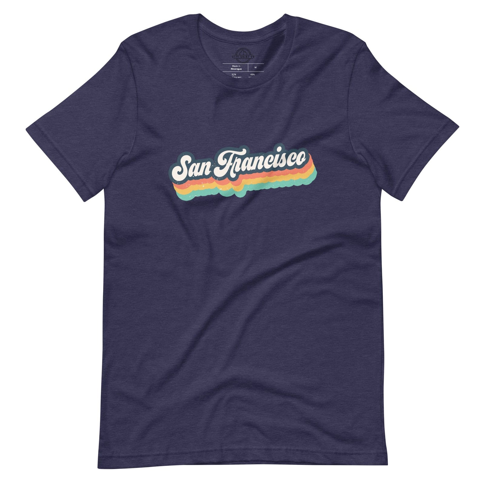 City Shirt Co Retro San Francisco T-Shirt Heather Midnight Navy / XS