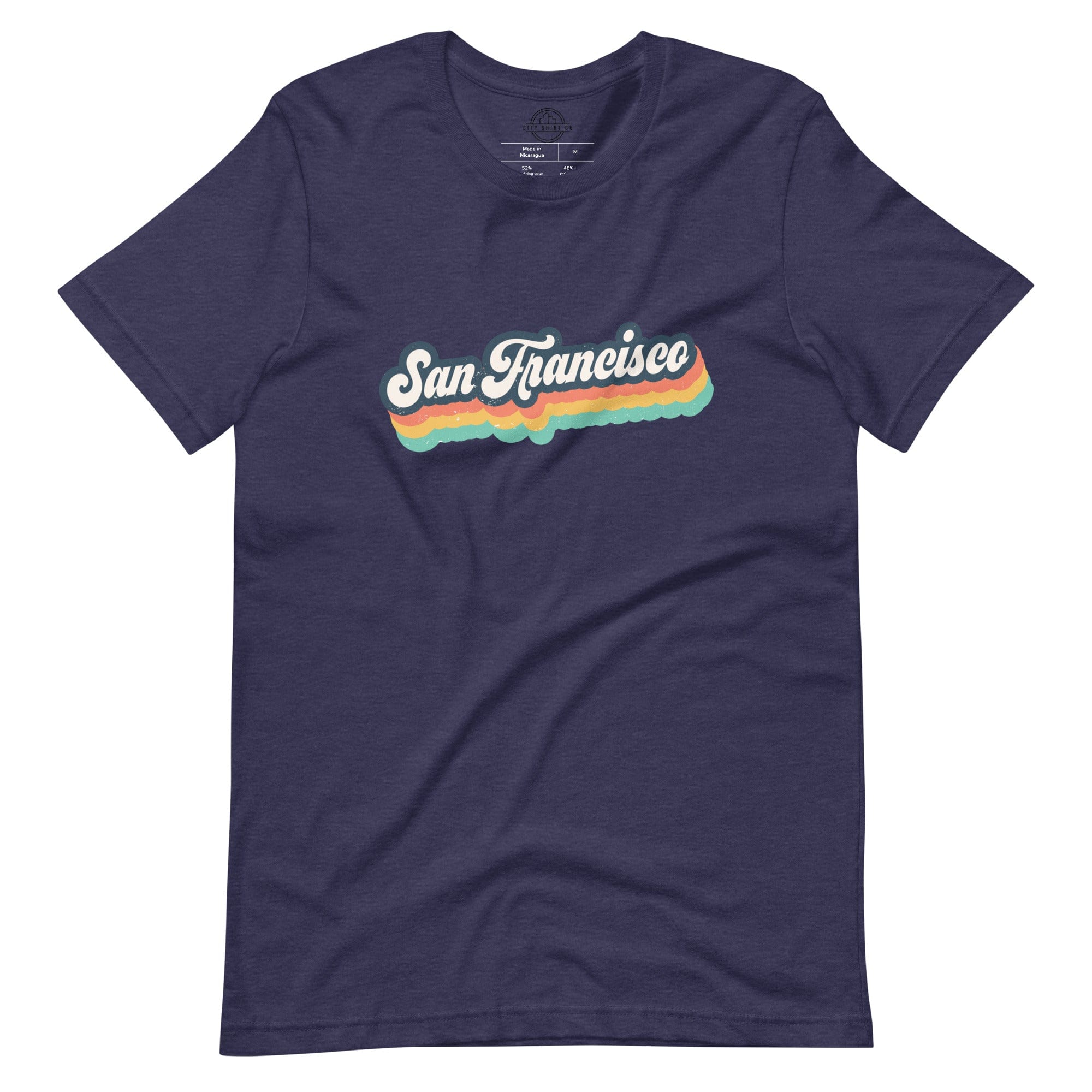 City Shirt Co Retro San Francisco T-Shirt Heather Midnight Navy / XS