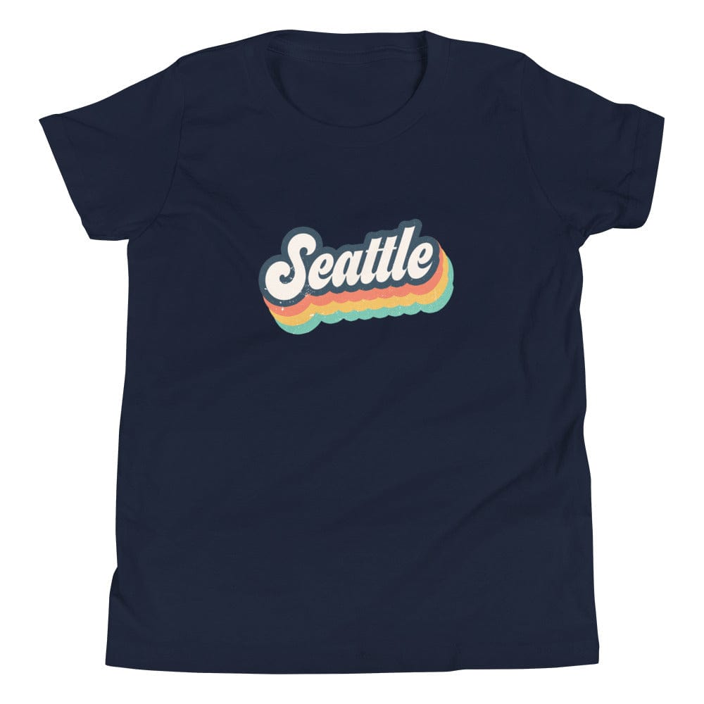 City Shirt Co Retro Seattle Youth T-Shirt Navy / S