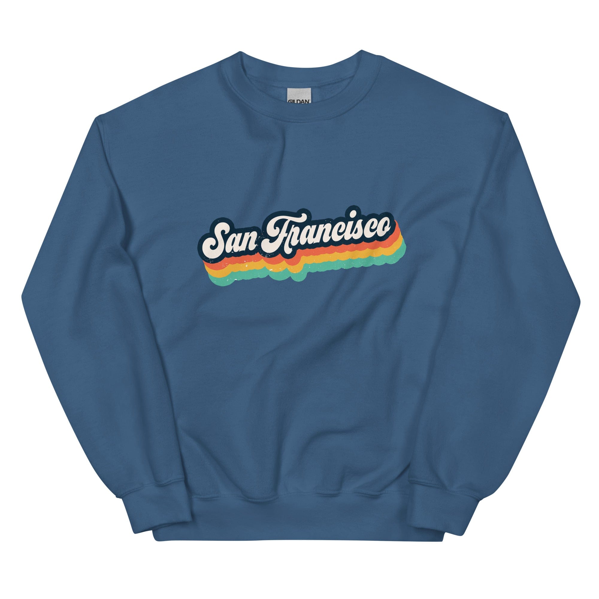 City Shirt Co San Francisco Retro Crewneck Sweatshirt Indigo Blue / S