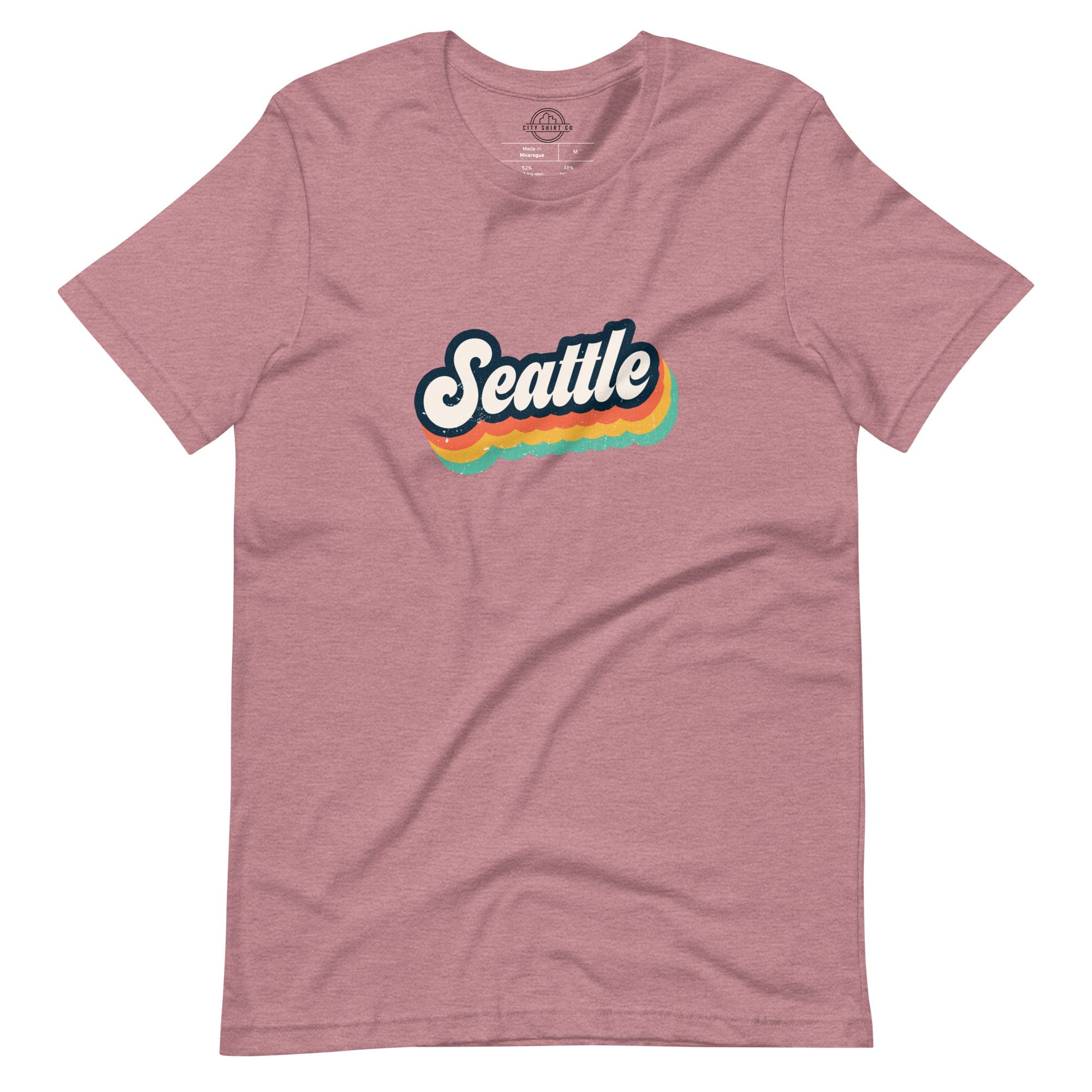 City Shirt Co Seattle Retro T-Shirt Heather Orchid / S